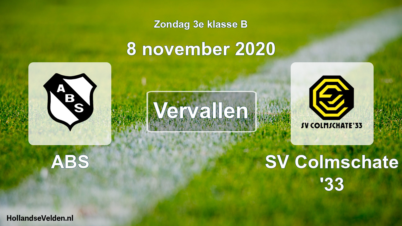 Scheduled Match: ABS - SV Colmschate '33 (8 November 2020)
