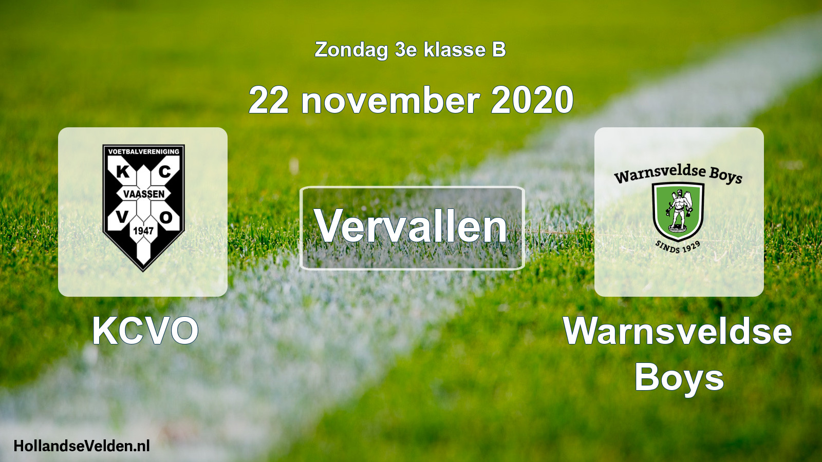 Scheduled Match: KCVO - Warnsveldse Boys (22 November 2020)