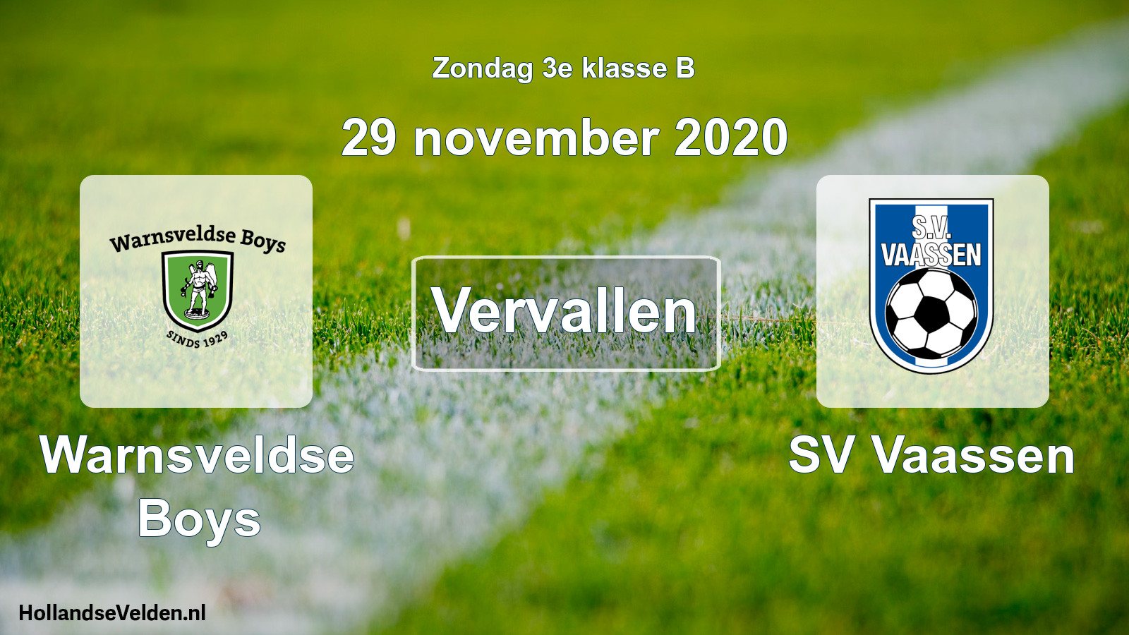 Scheduled Match: Warnsveldse Boys - SV Vaassen (29 November 2020)