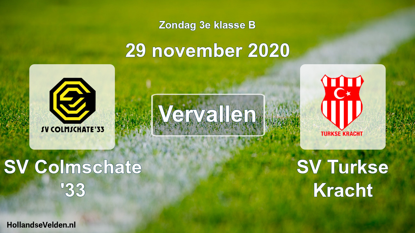 Scheduled Match: SV Colmschate '33 - SV Turkse Kracht (29 November 2020)