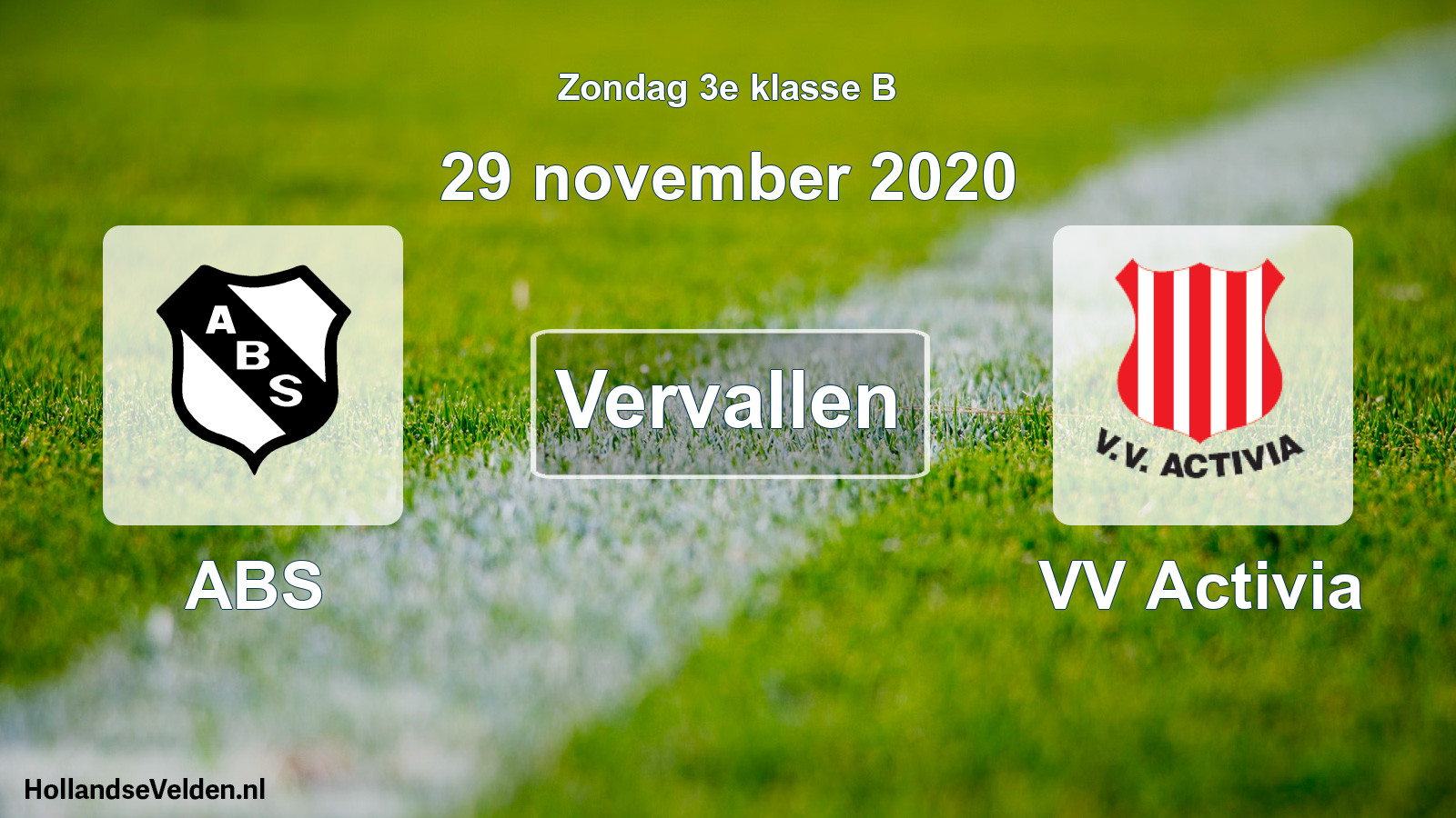 Scheduled Match: ABS - VV Activia (29 November 2020)