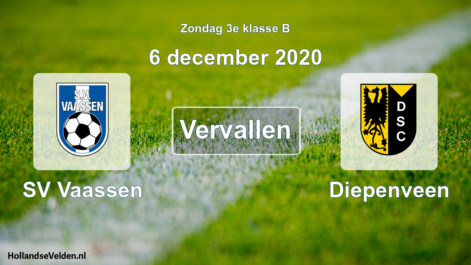 Scheduled Match: SV Vaassen - Diepenveen (6 December 2020)