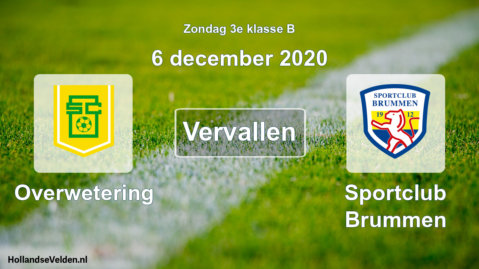 Scheduled Match: Overwetering - Sportclub Brummen (6 December 2020)