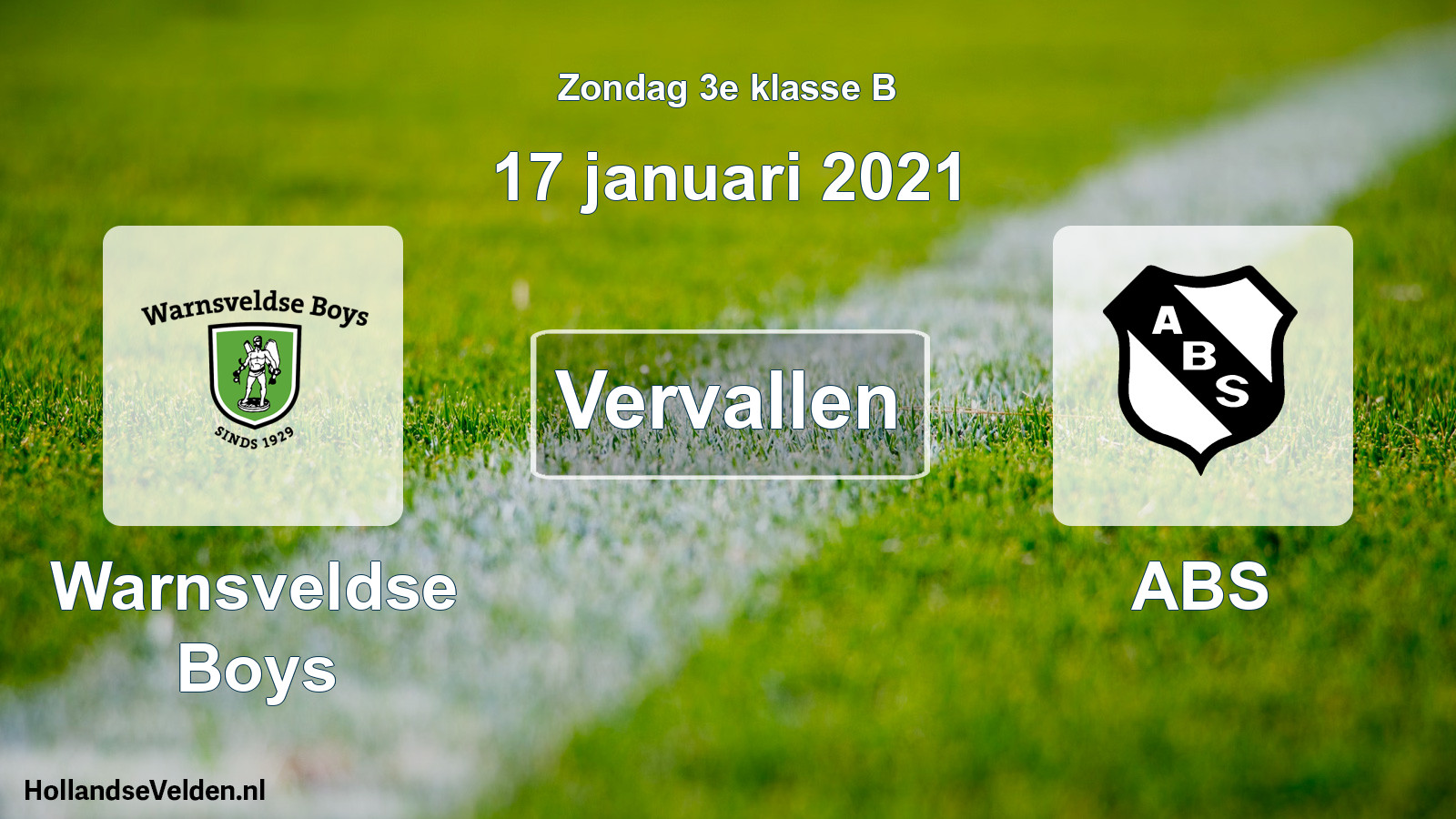 Scheduled Match: Warnsveldse Boys - ABS (17 January 2021)