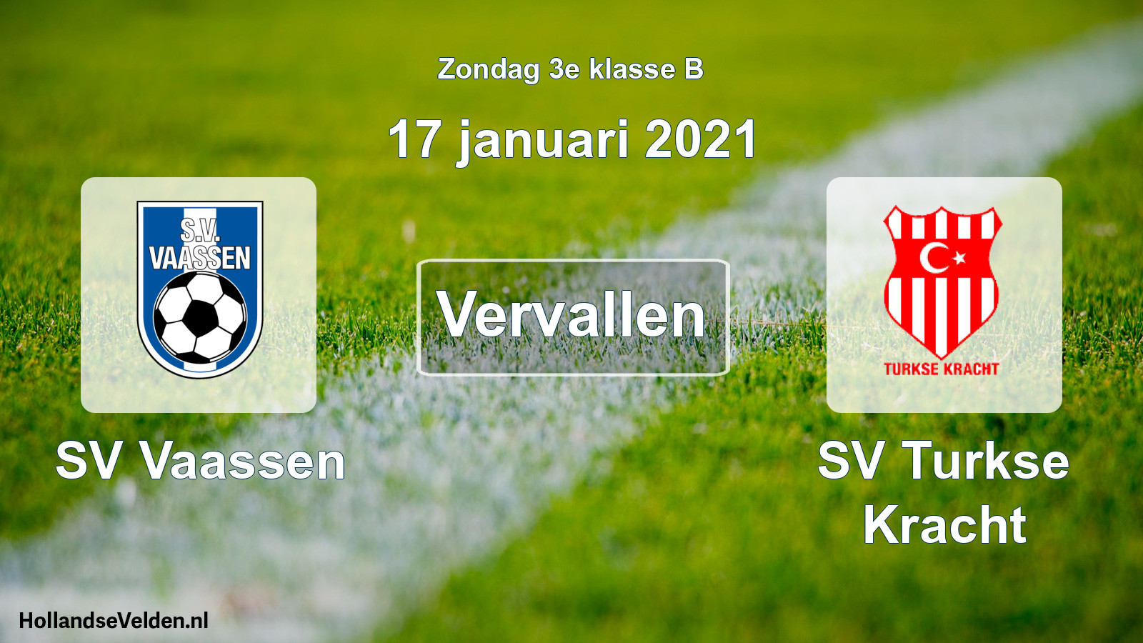 Scheduled Match: SV Vaassen - SV Turkse Kracht (17 January 2021)