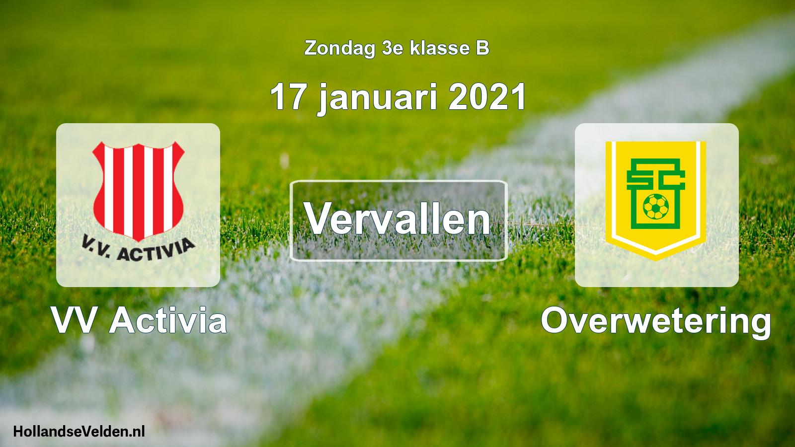 Scheduled Match: VV Activia - Overwetering (17 January 2021)