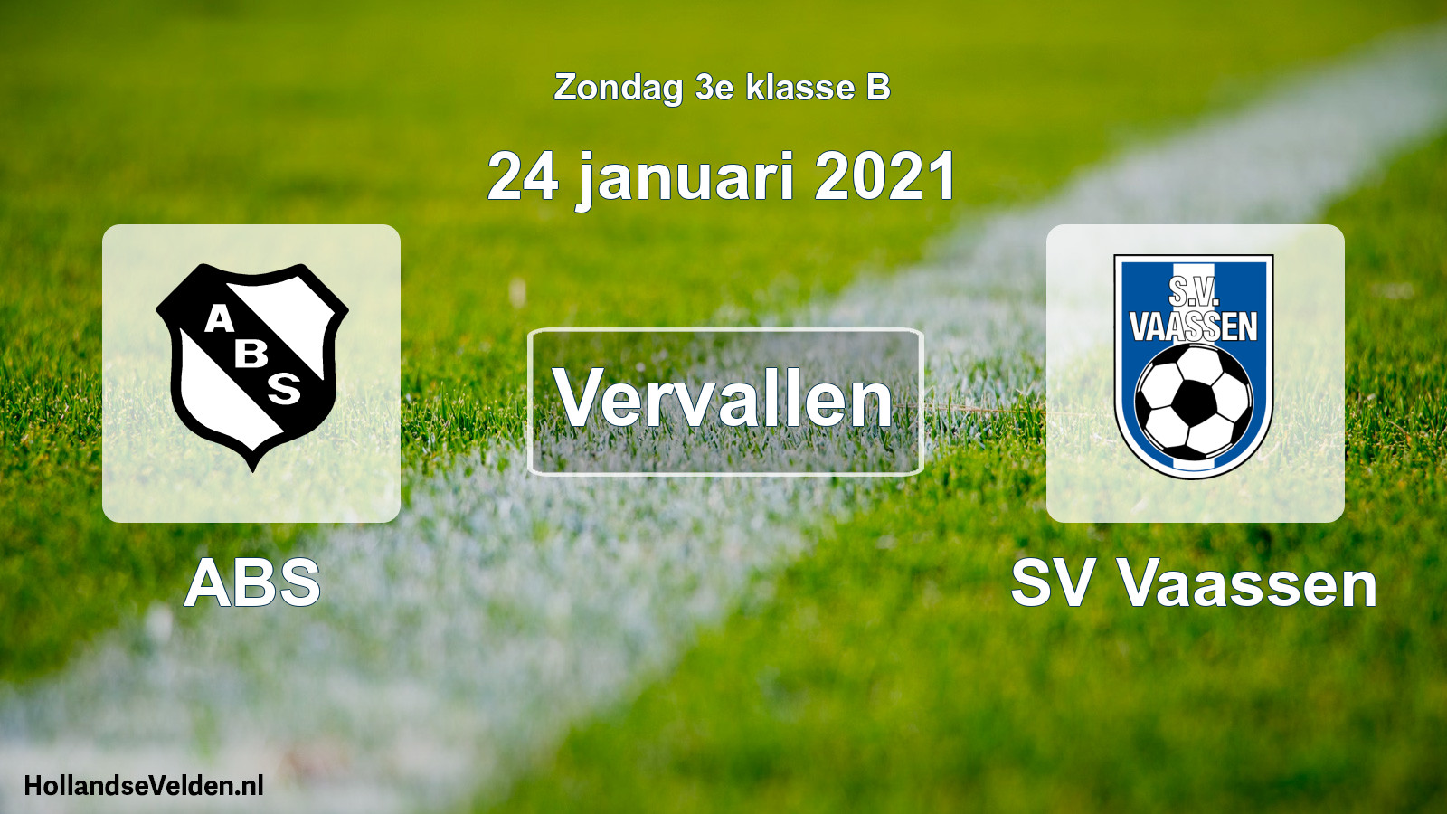 Scheduled Match: ABS - SV Vaassen (24 January 2021)