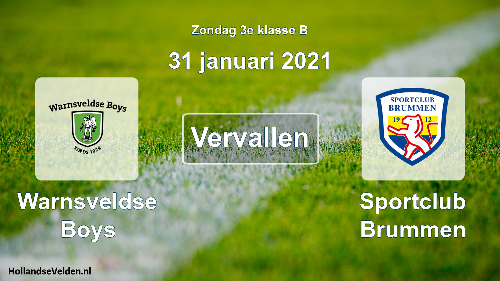 Scheduled Match: Warnsveldse Boys - Sportclub Brummen (31 January 2021)
