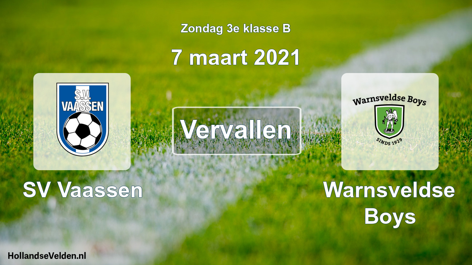 Scheduled Match: SV Vaassen - Warnsveldse Boys (7 March 2021)