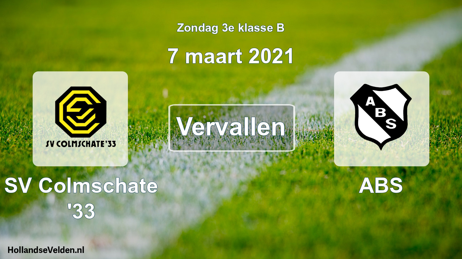 Scheduled Match: SV Colmschate '33 - ABS (7 March 2021)