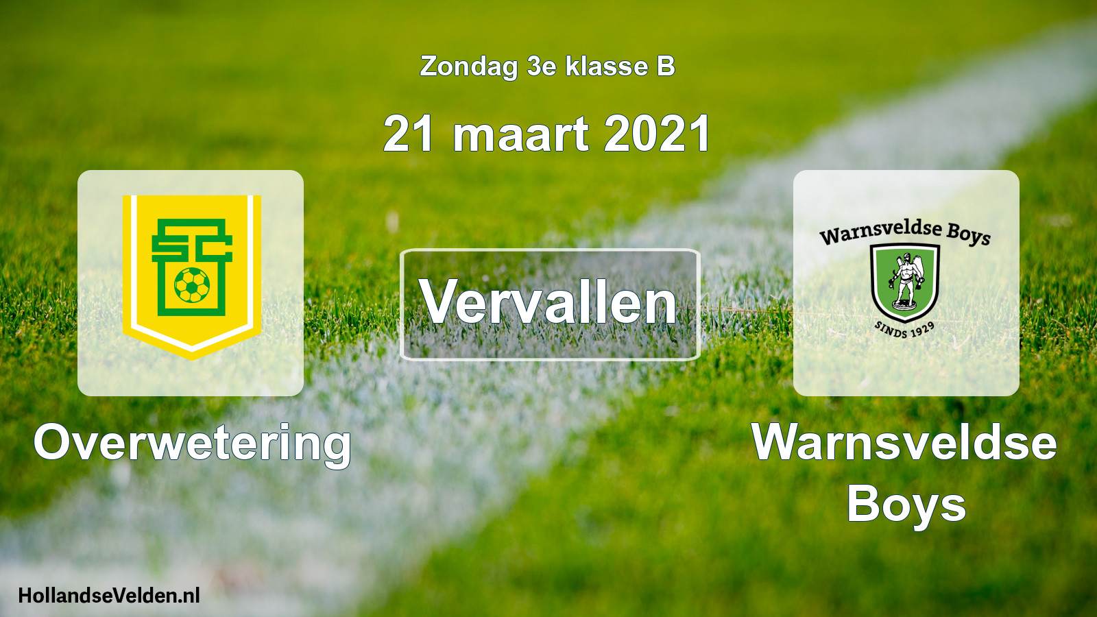 Scheduled Match: Overwetering - Warnsveldse Boys (21 March 2021)