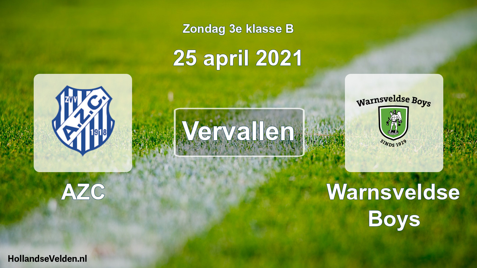 Scheduled Match: AZC - Warnsveldse Boys (25 April 2021)