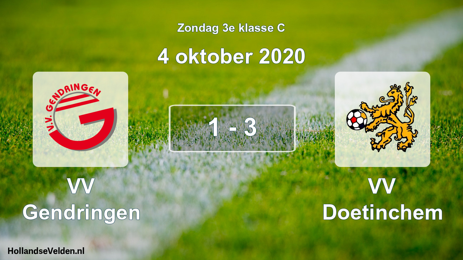 Total number of matches played: VV Gendringen - VV Doetinchem 1 - 3 (4 October 2020)