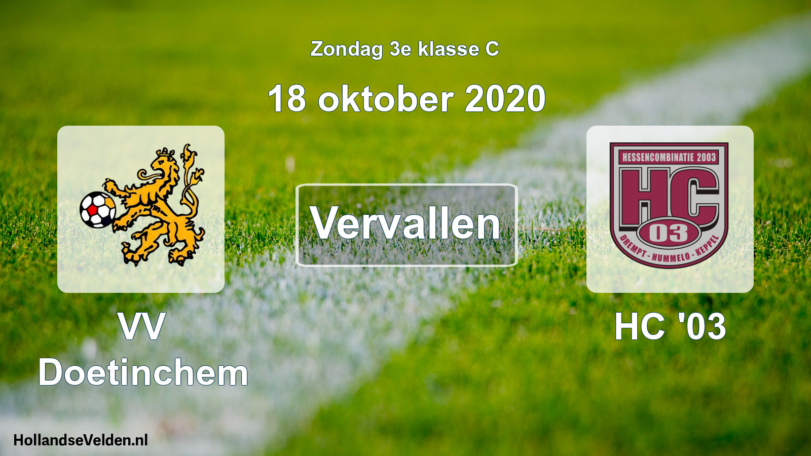 Scheduled Match: VV Doetinchem - HC '03 (18 October 2020)