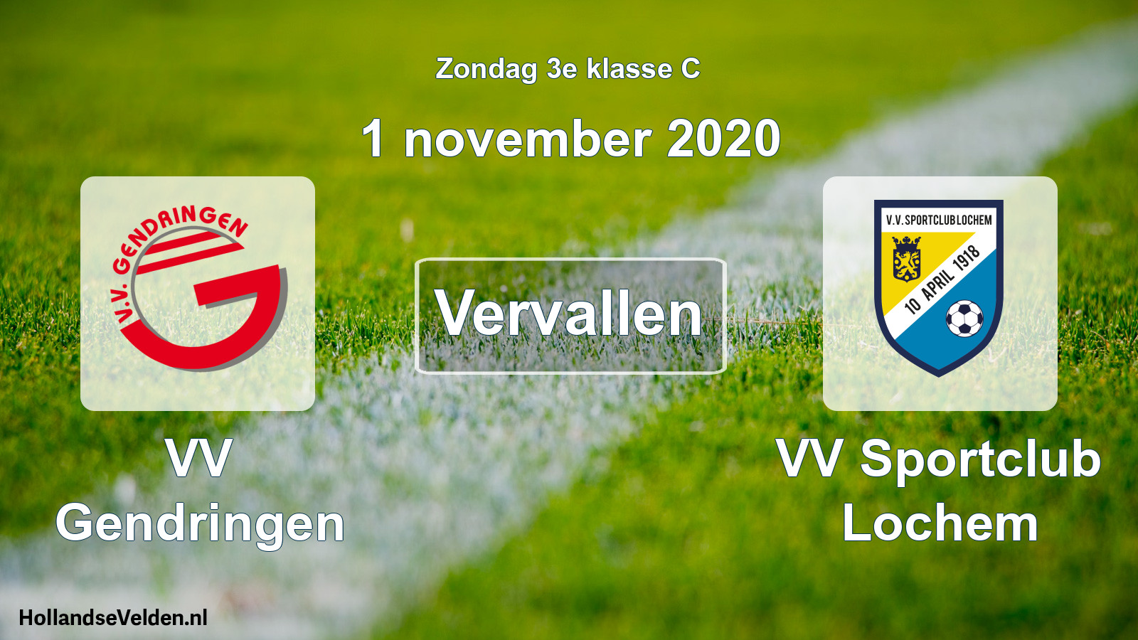 Scheduled Match: VV Gendringen - VV Sportclub Lochem (1 November 2020)