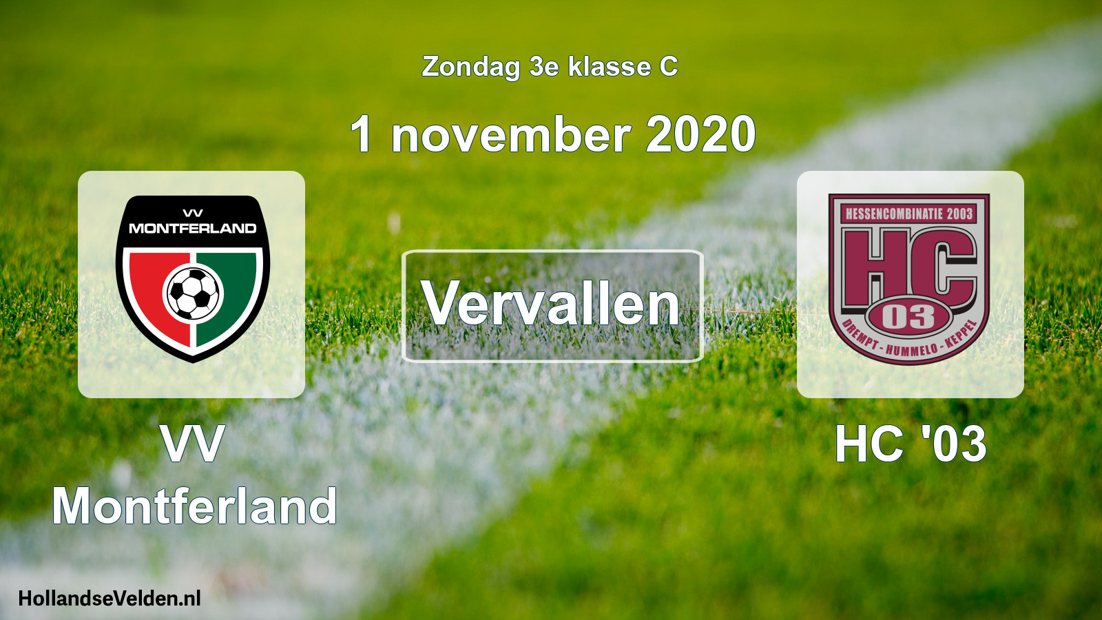 Scheduled Match: VV Montferland - HC '03 (1 November 2020)