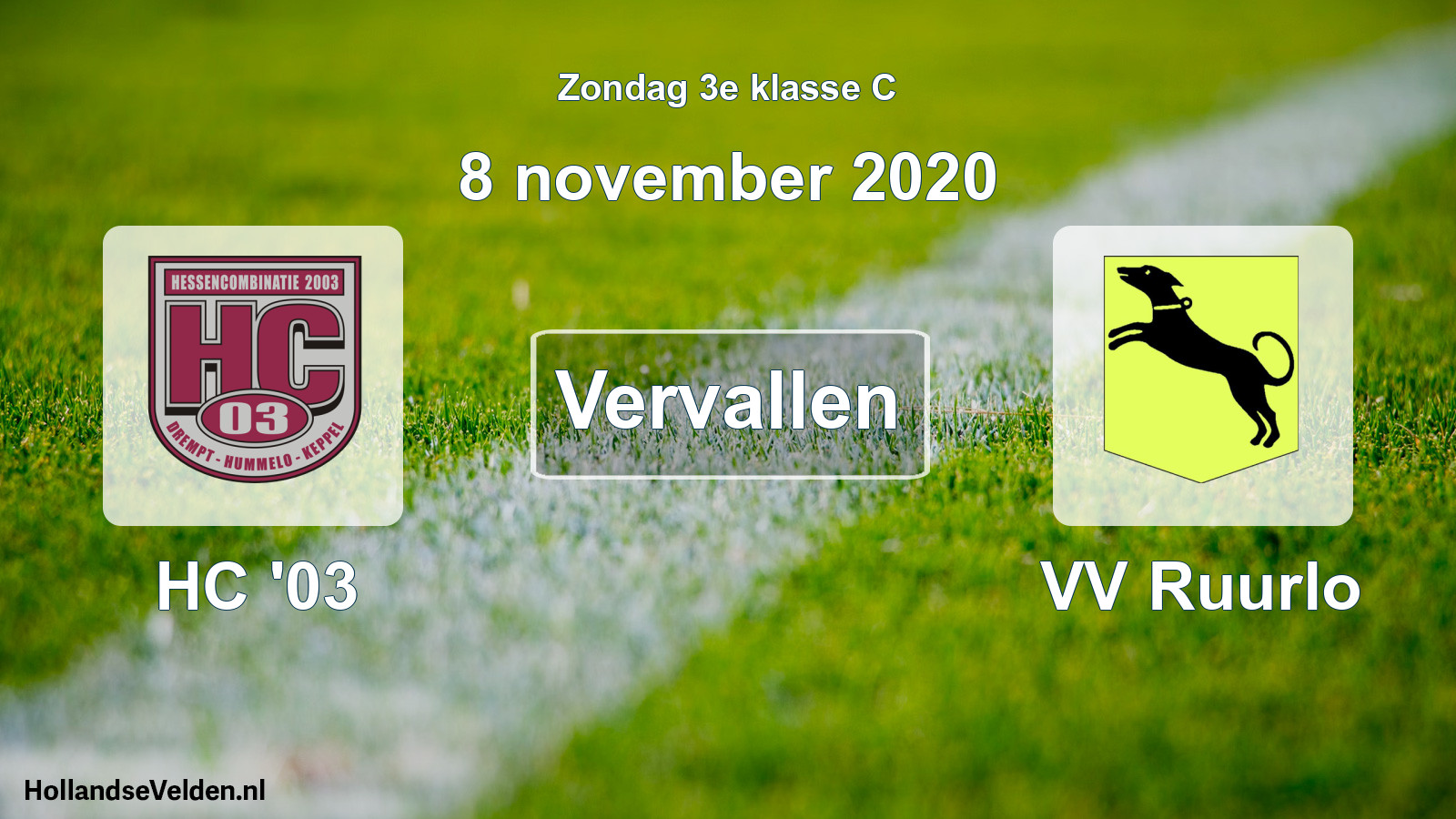 Scheduled Match: HC '03 - VV Ruurlo (8 November 2020)