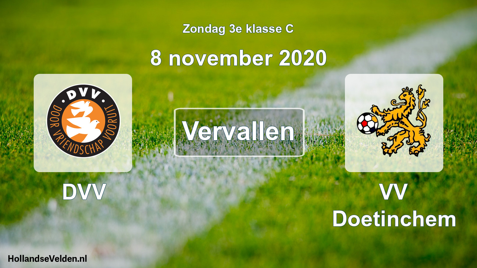 Scheduled Match: DVV - VV Doetinchem (8 November 2020)