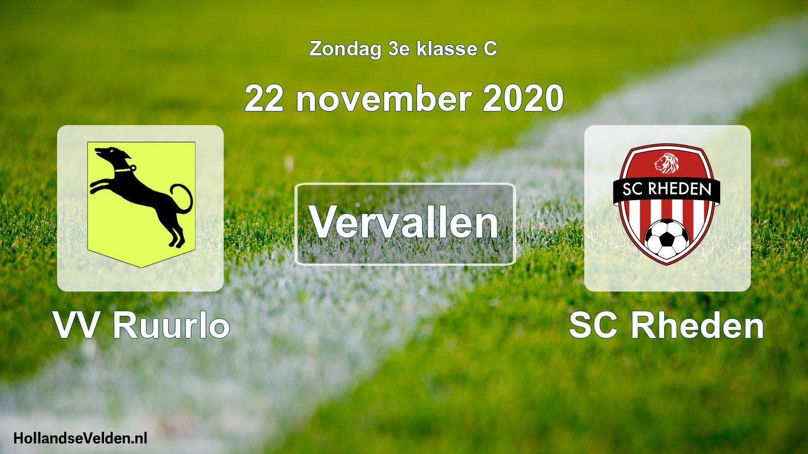 Scheduled Match: VV Ruurlo - SC Rheden (22 November 2020)