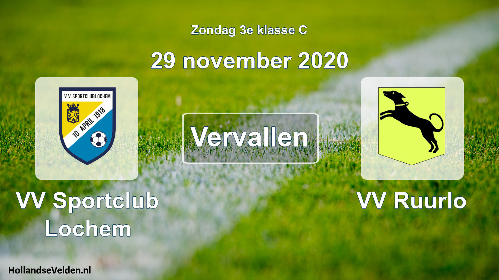 Scheduled Match: VV Sportclub Lochem - VV Ruurlo (29 November 2020)