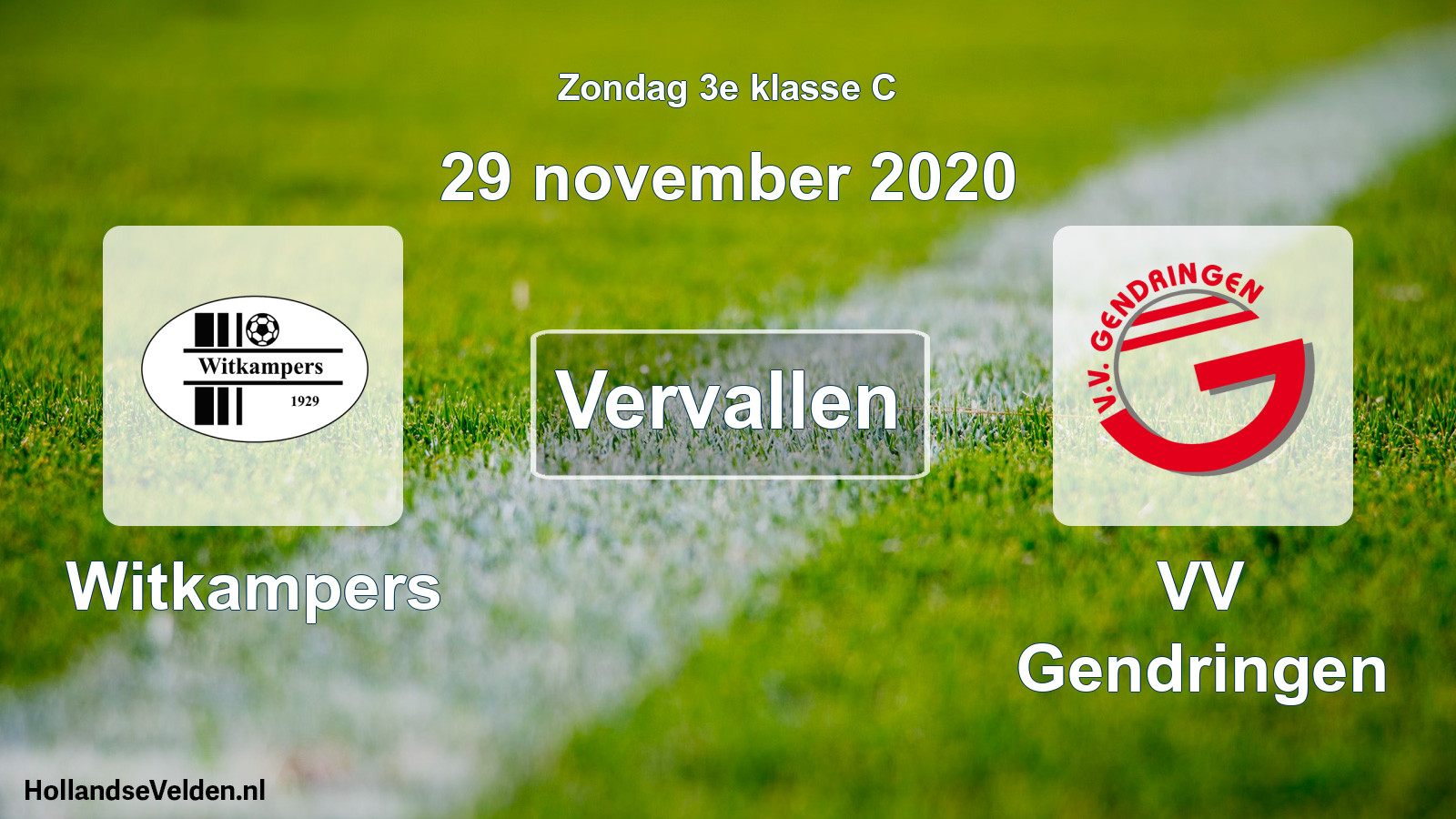 Scheduled Match: Witkampers - VV Gendringen (29 November 2020)