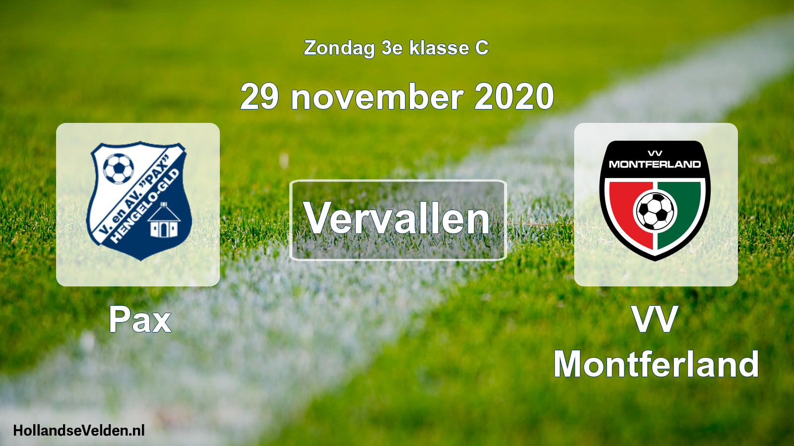 Scheduled Match: Pax - VV Montferland (29 November 2020)