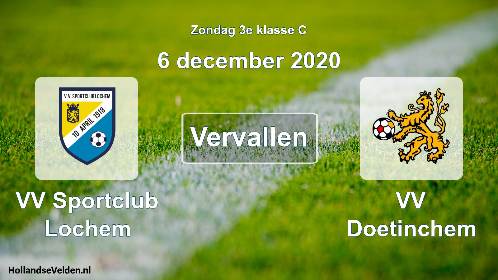 Scheduled Match: VV Sportclub Lochem - VV Doetinchem (6 December 2020)