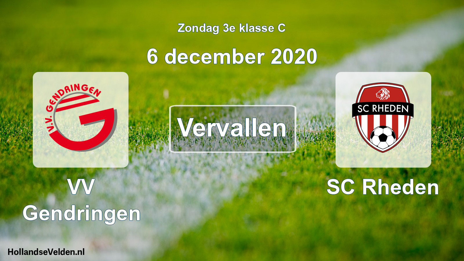 Scheduled Match: VV Gendringen - SC Rheden (6 December 2020)
