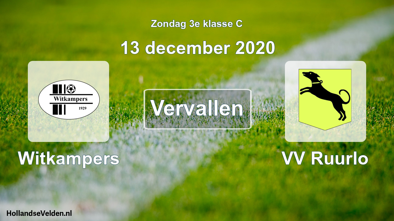 Scheduled Match: Witkampers - VV Ruurlo (13 December 2020)