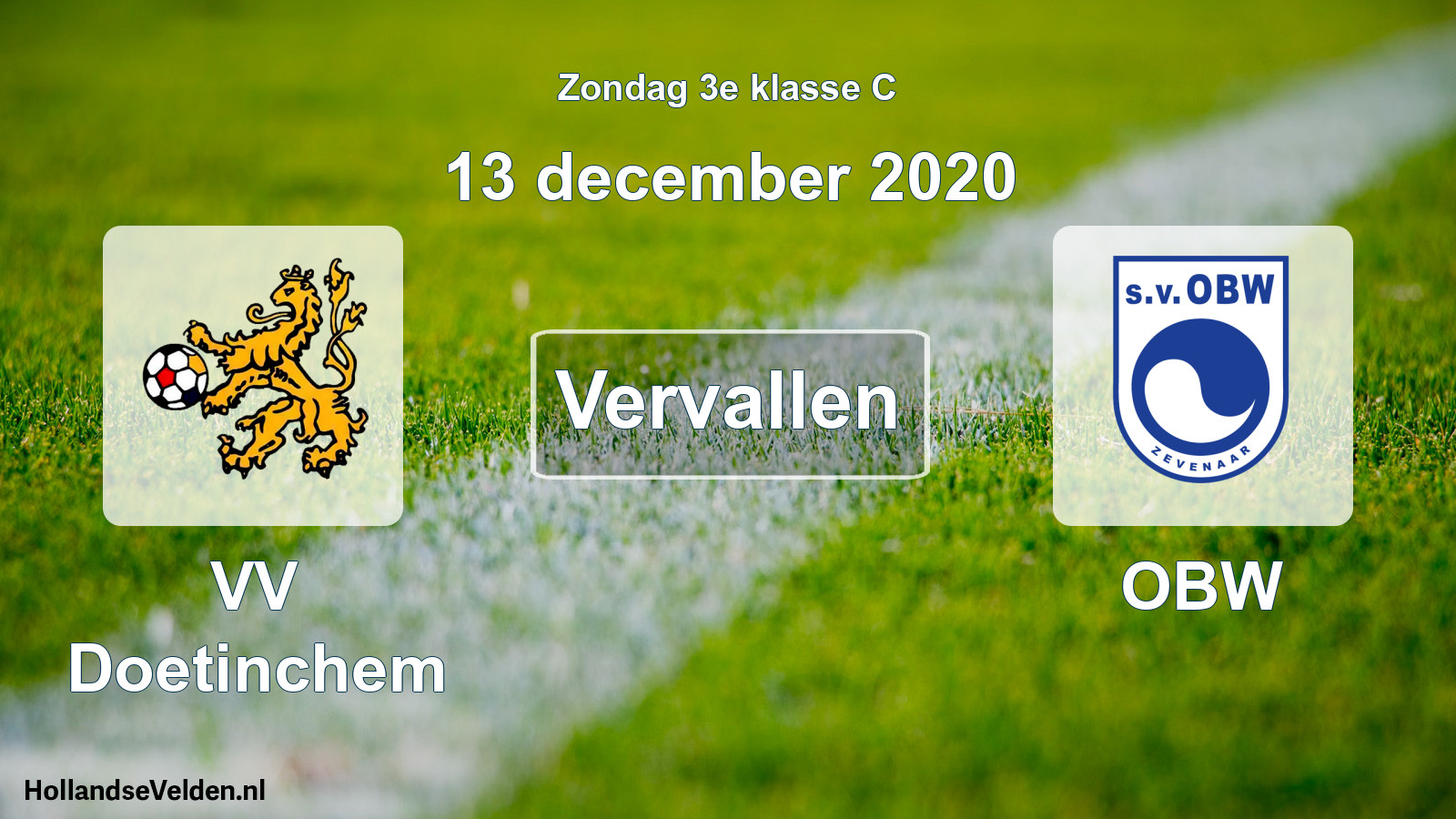 Scheduled Match: VV Doetinchem - OBW (13 December 2020)