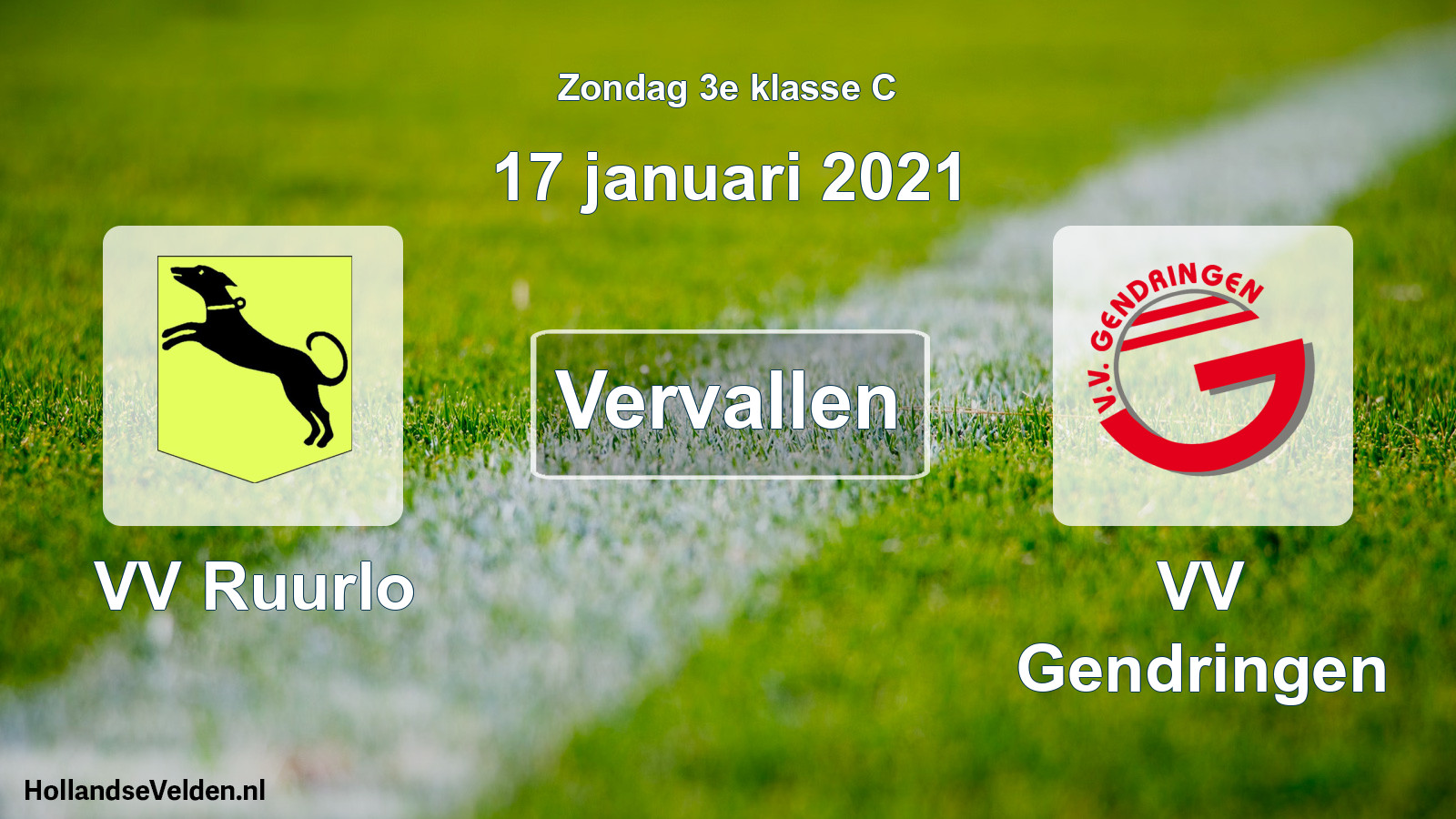Scheduled Match: VV Ruurlo - VV Gendringen (17 January 2021)