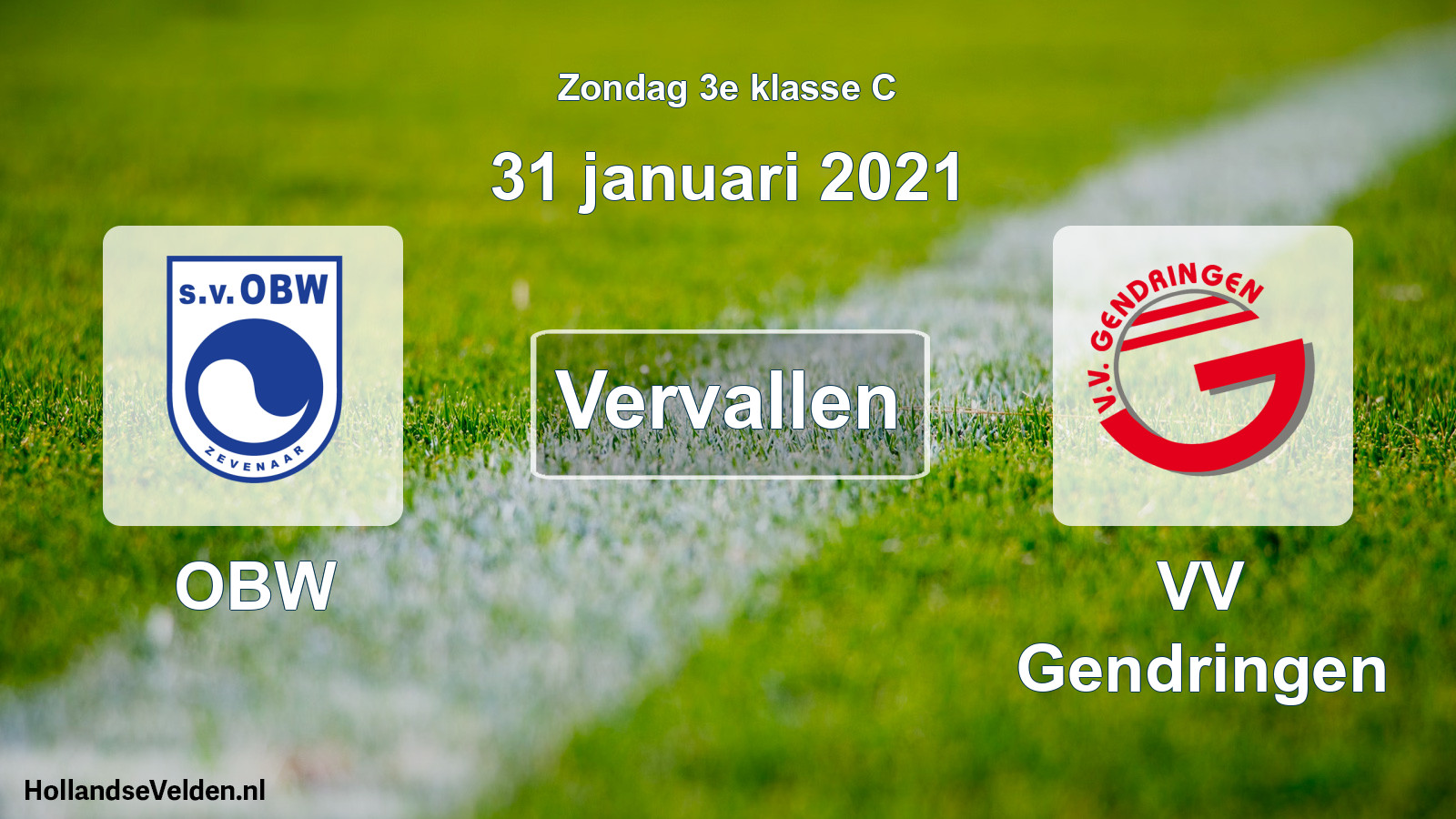 Scheduled Match: OBW - VV Gendringen (31 January 2021)