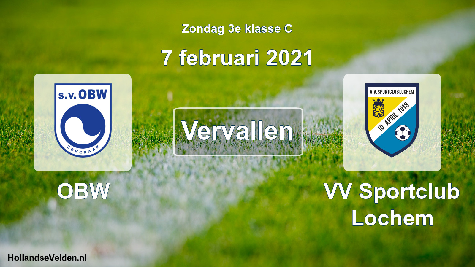 Scheduled Match: OBW - VV Sportclub Lochem (7 February 2021)