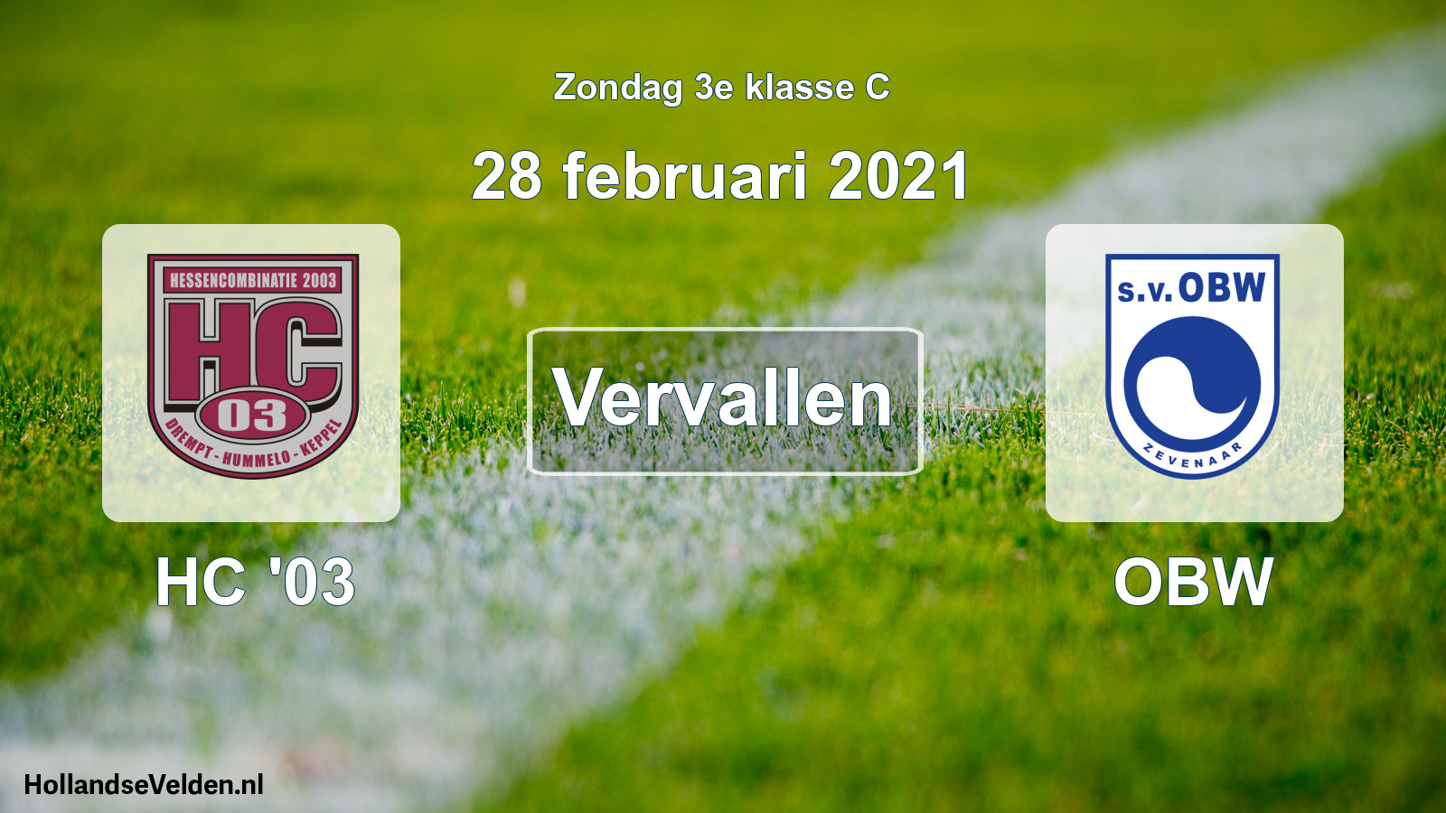 Scheduled Match: HC '03 - OBW (28 February 2021)