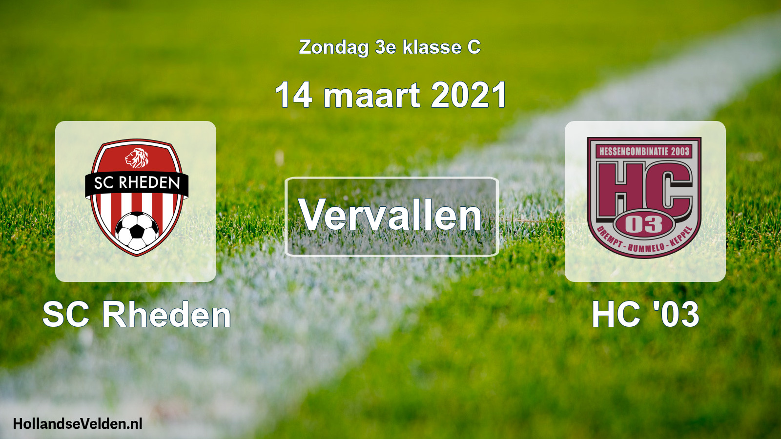 Scheduled Match: SC Rheden - HC '03 (14 March 2021)