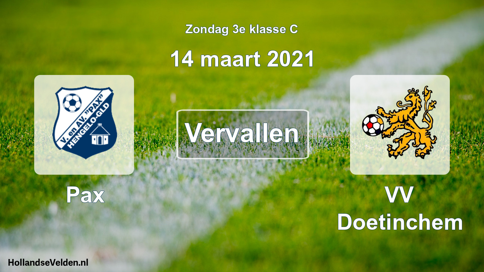 Scheduled Match: Pax - VV Doetinchem (14 March 2021)