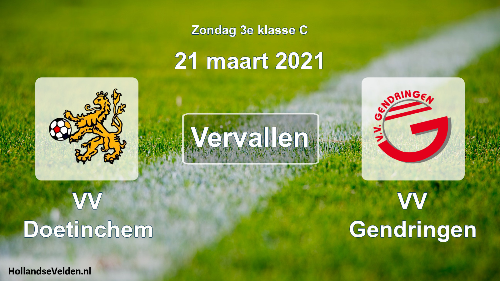 Scheduled Match: VV Doetinchem - VV Gendringen (21 March 2021)