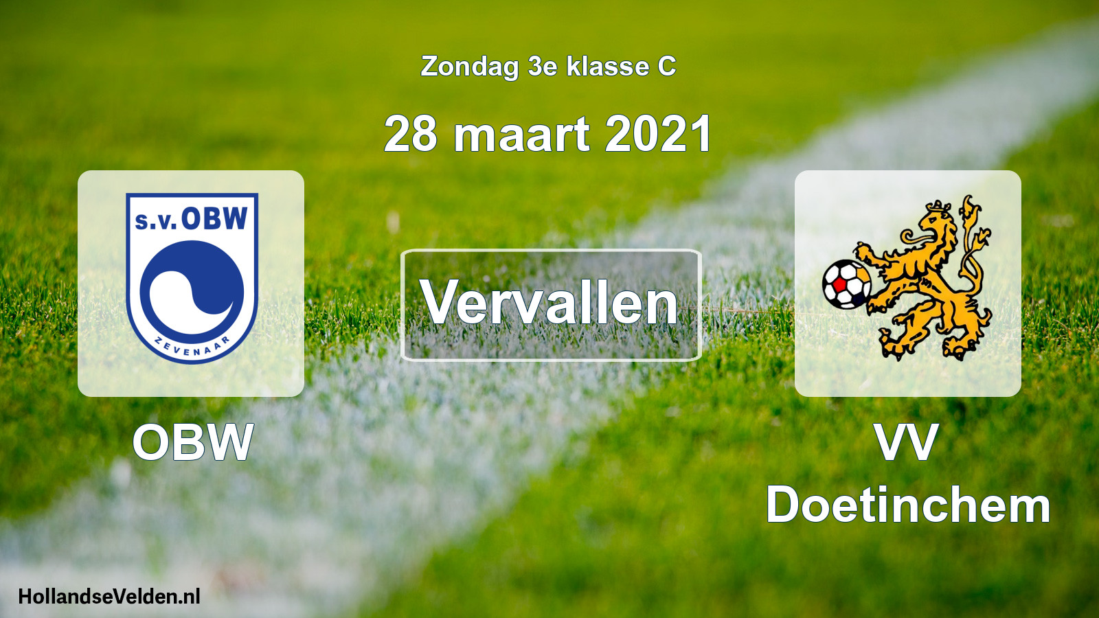 Scheduled Match: OBW - VV Doetinchem (28 March 2021)