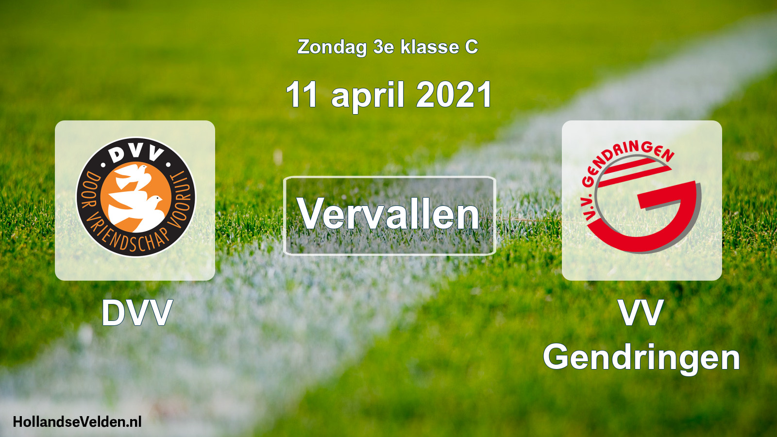 Scheduled Match: DVV - VV Gendringen (11 April 2021)