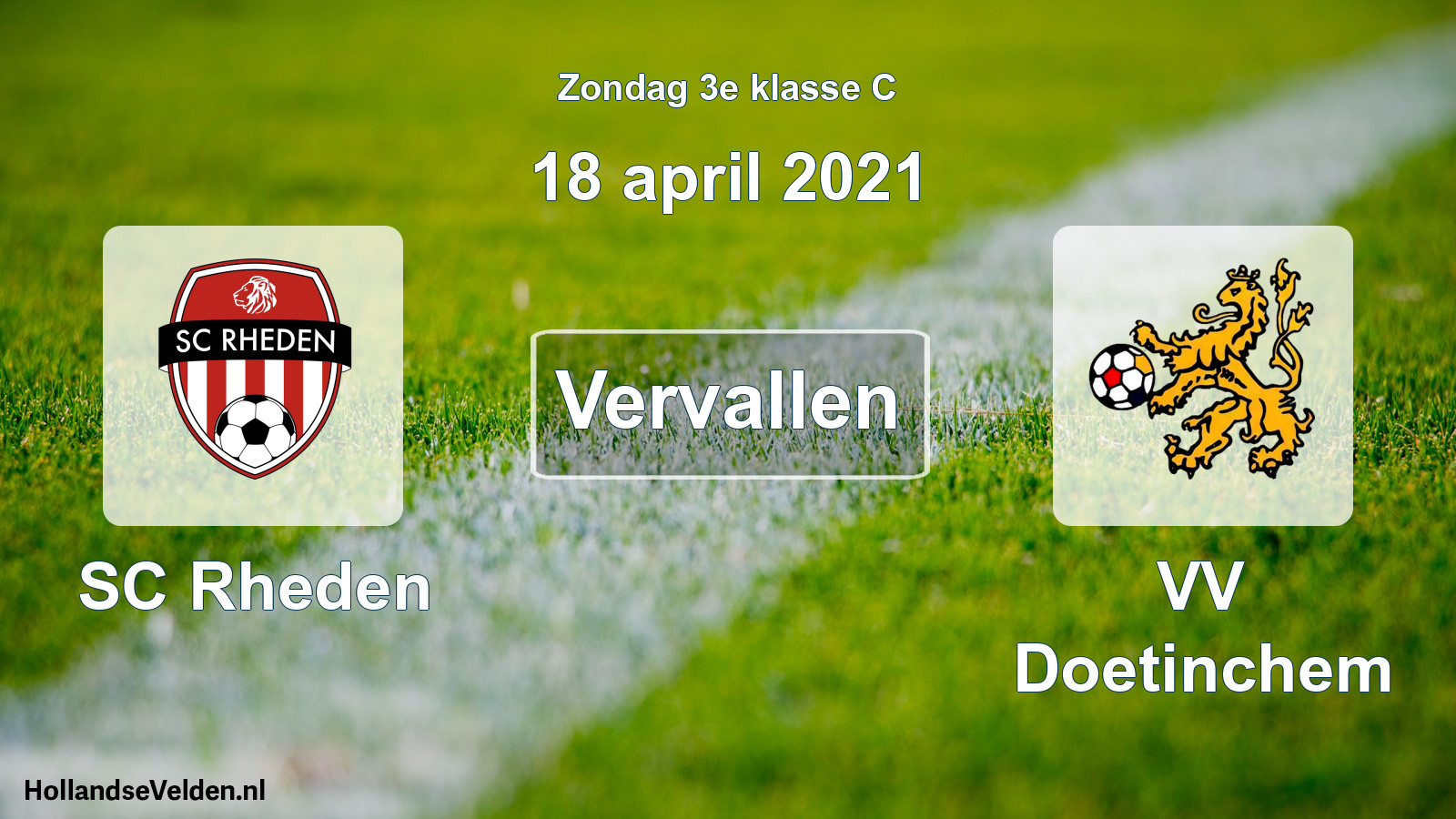 Scheduled Match: SC Rheden - VV Doetinchem (18 April 2021)