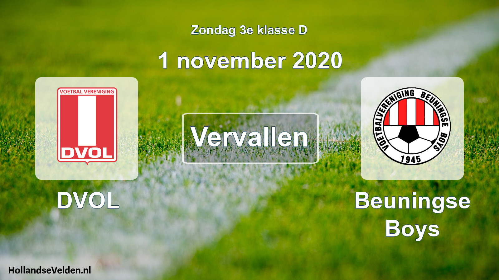 Scheduled Match: DVOL - Beuningse Boys (1 November 2020)