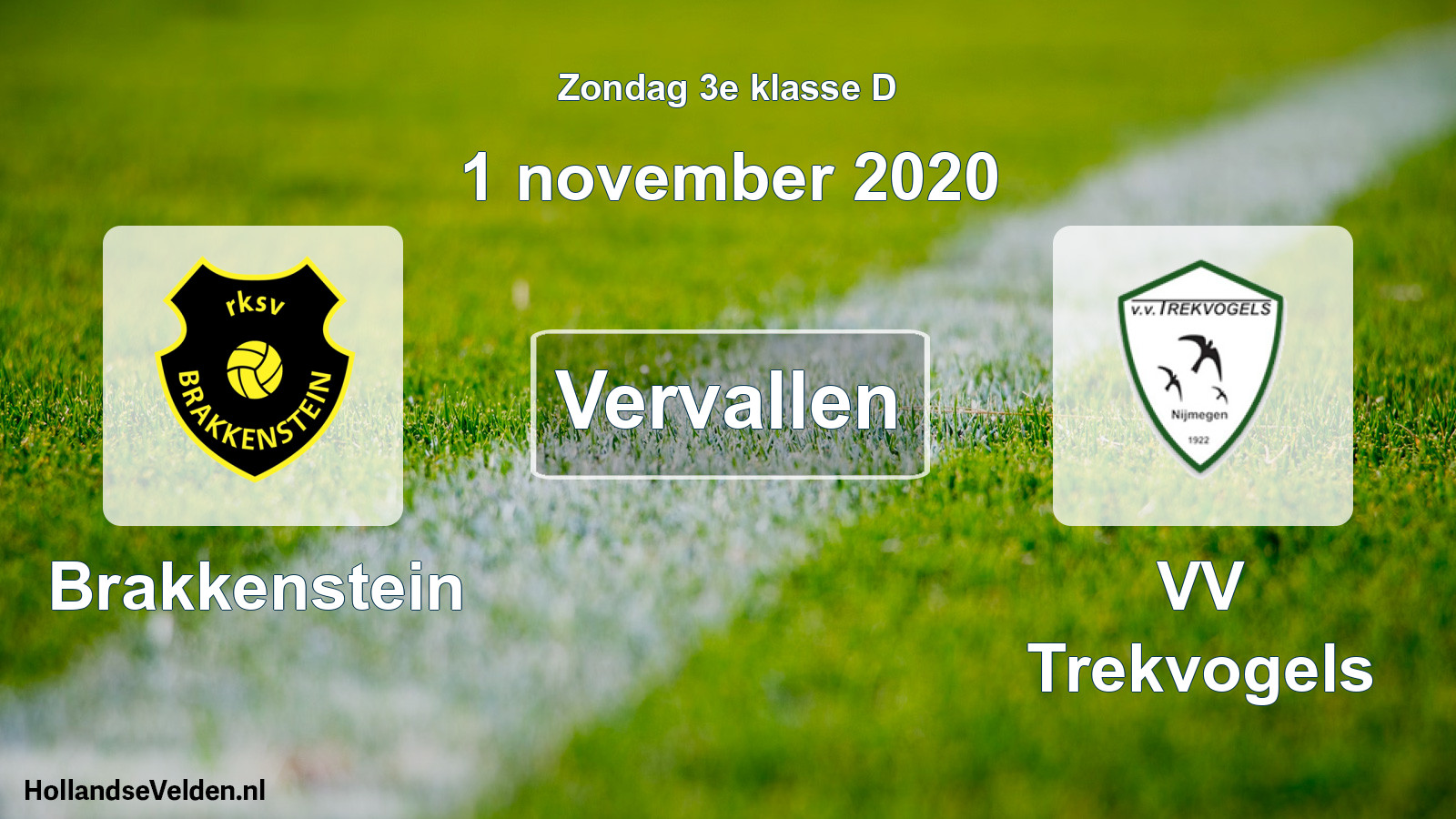 Scheduled Match: Brakkenstein - VV Trekvogels (1 November 2020)