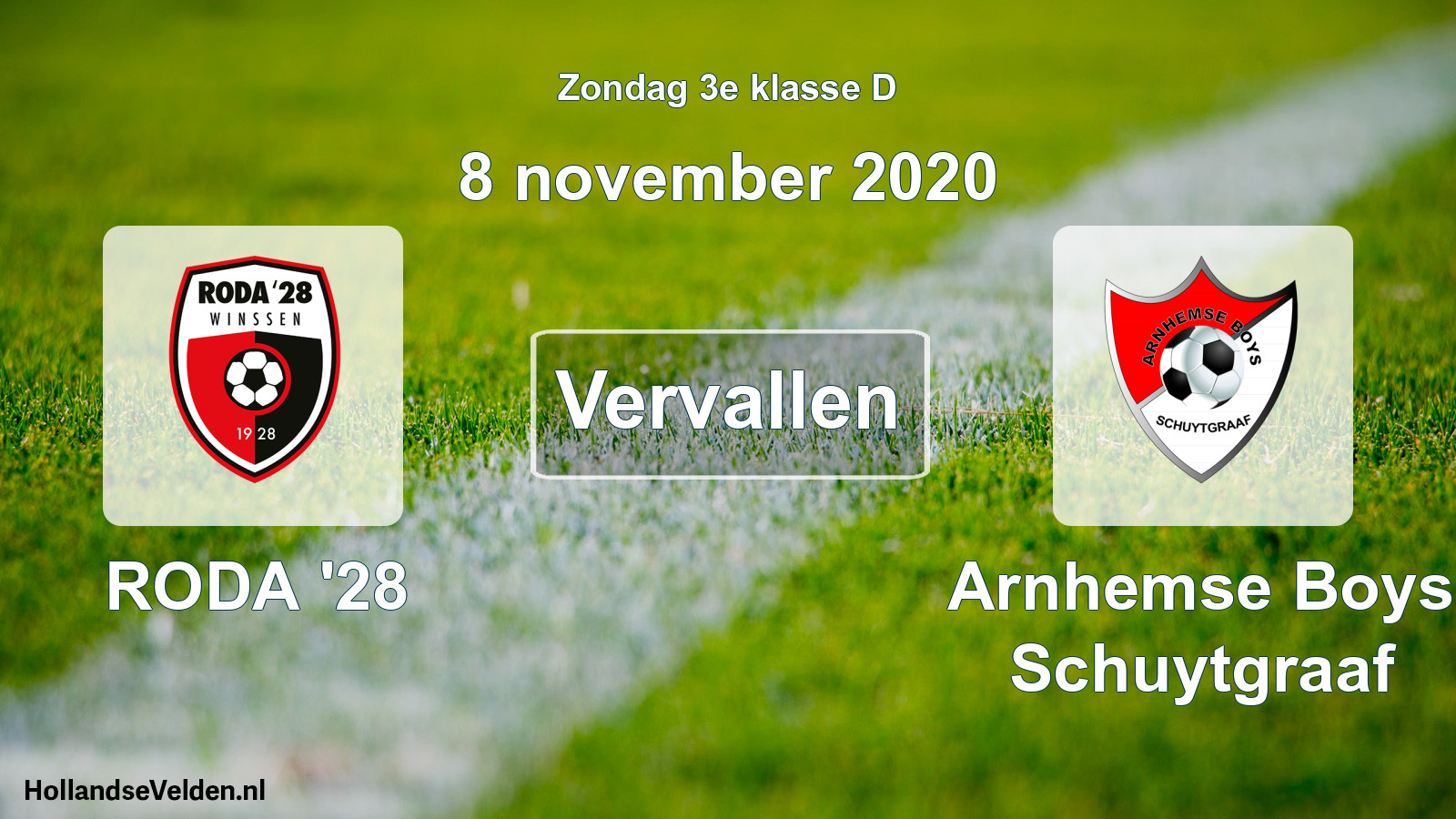 Scheduled Match: RODA '28 - Arnhemse Boys Schuytgraaf (8 November 2020)