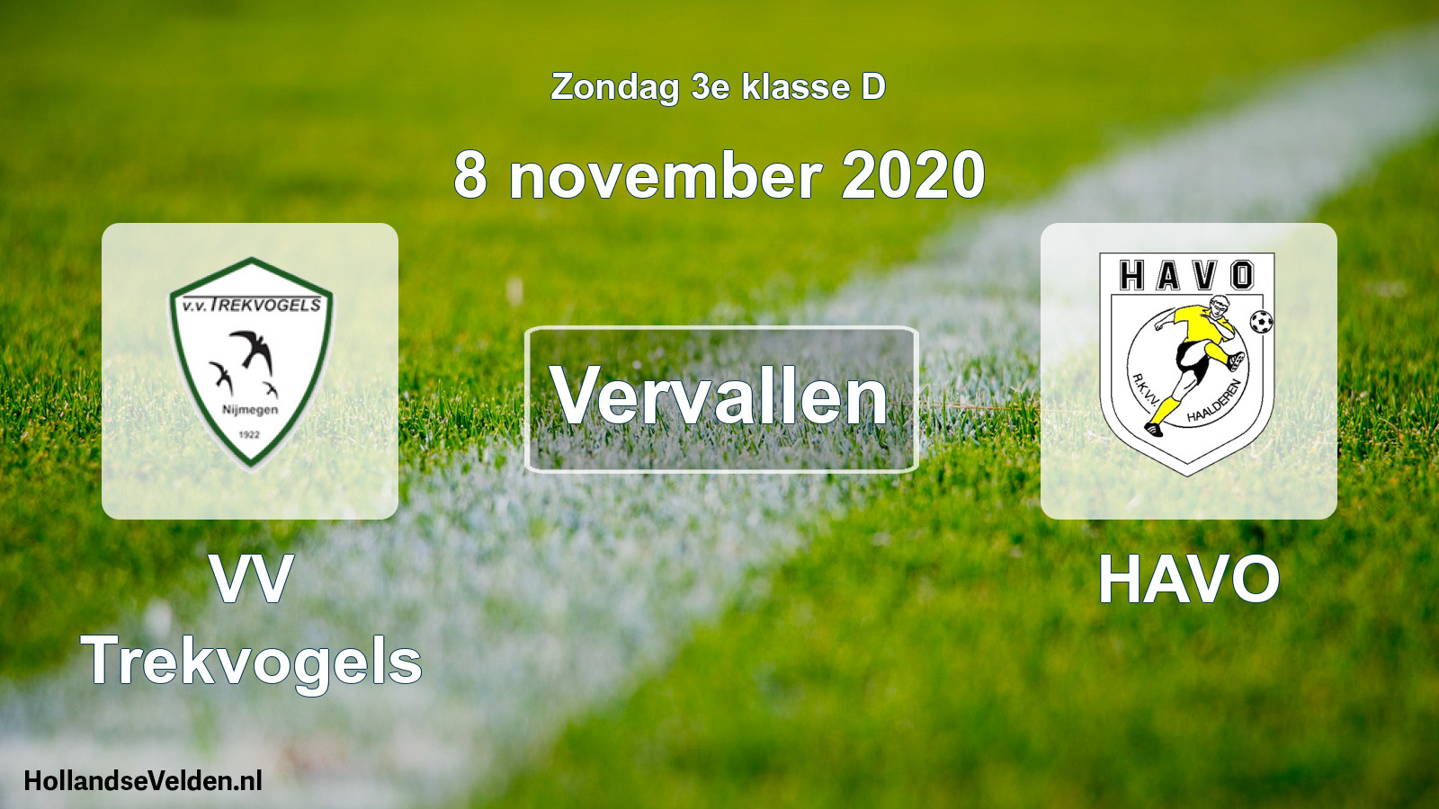 Scheduled Match: VV Trekvogels - HAVO (8 November 2020)