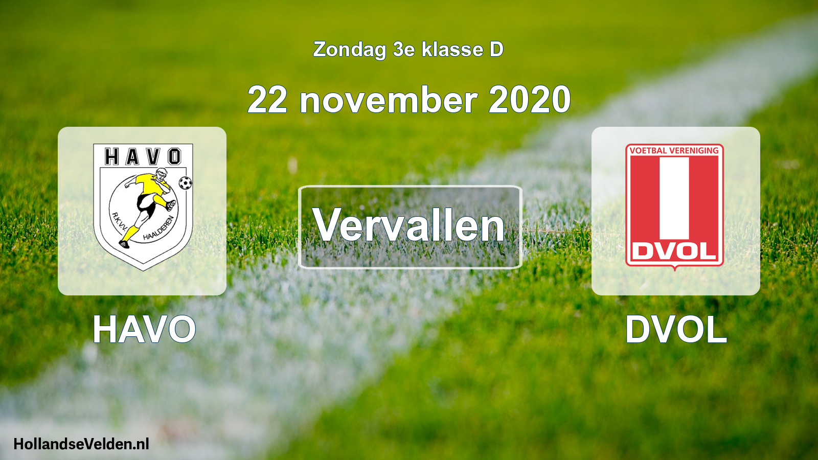 Scheduled Match: HAVO - DVOL (22 November 2020)