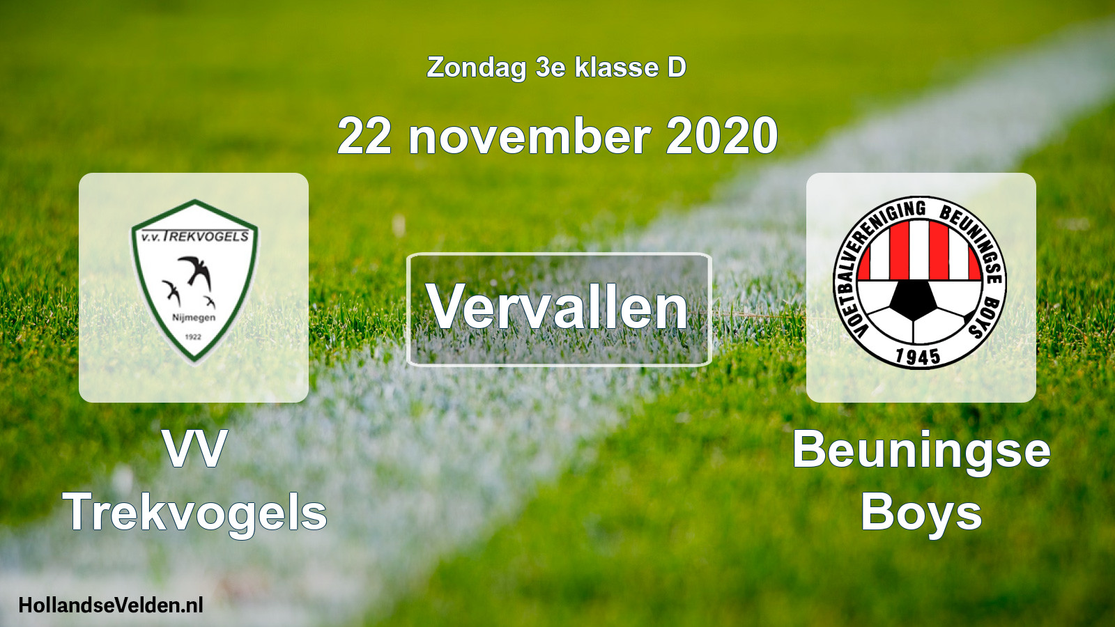 Scheduled Match: VV Trekvogels - Beuningse Boys (22 November 2020)