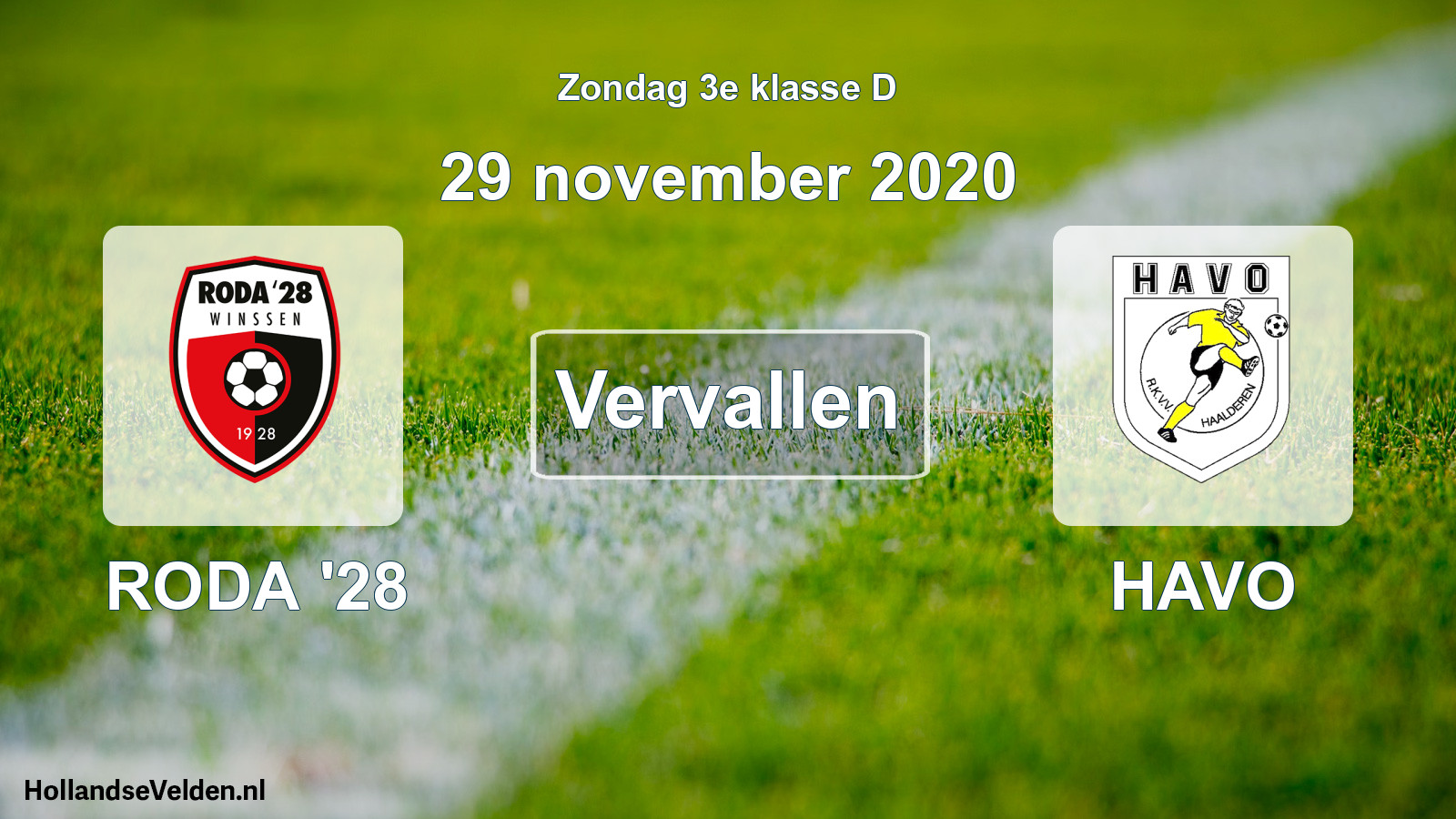 Scheduled Match: RODA '28 - HAVO (29 November 2020)
