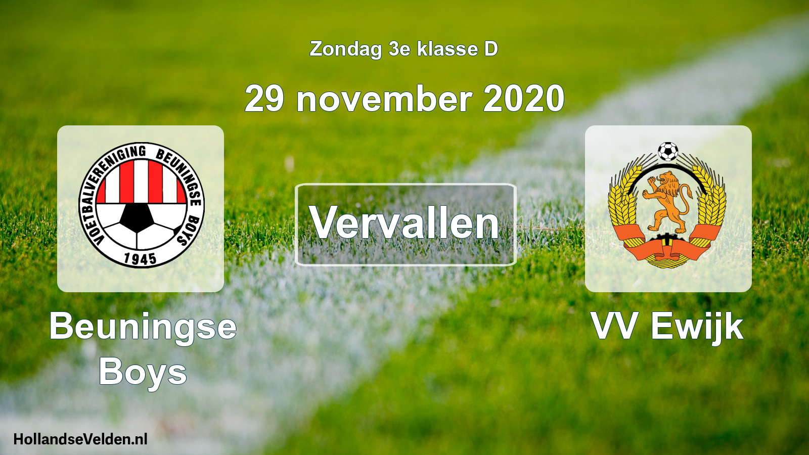 Scheduled Match: Beuningse Boys - VV Ewijk (29 November 2020)
