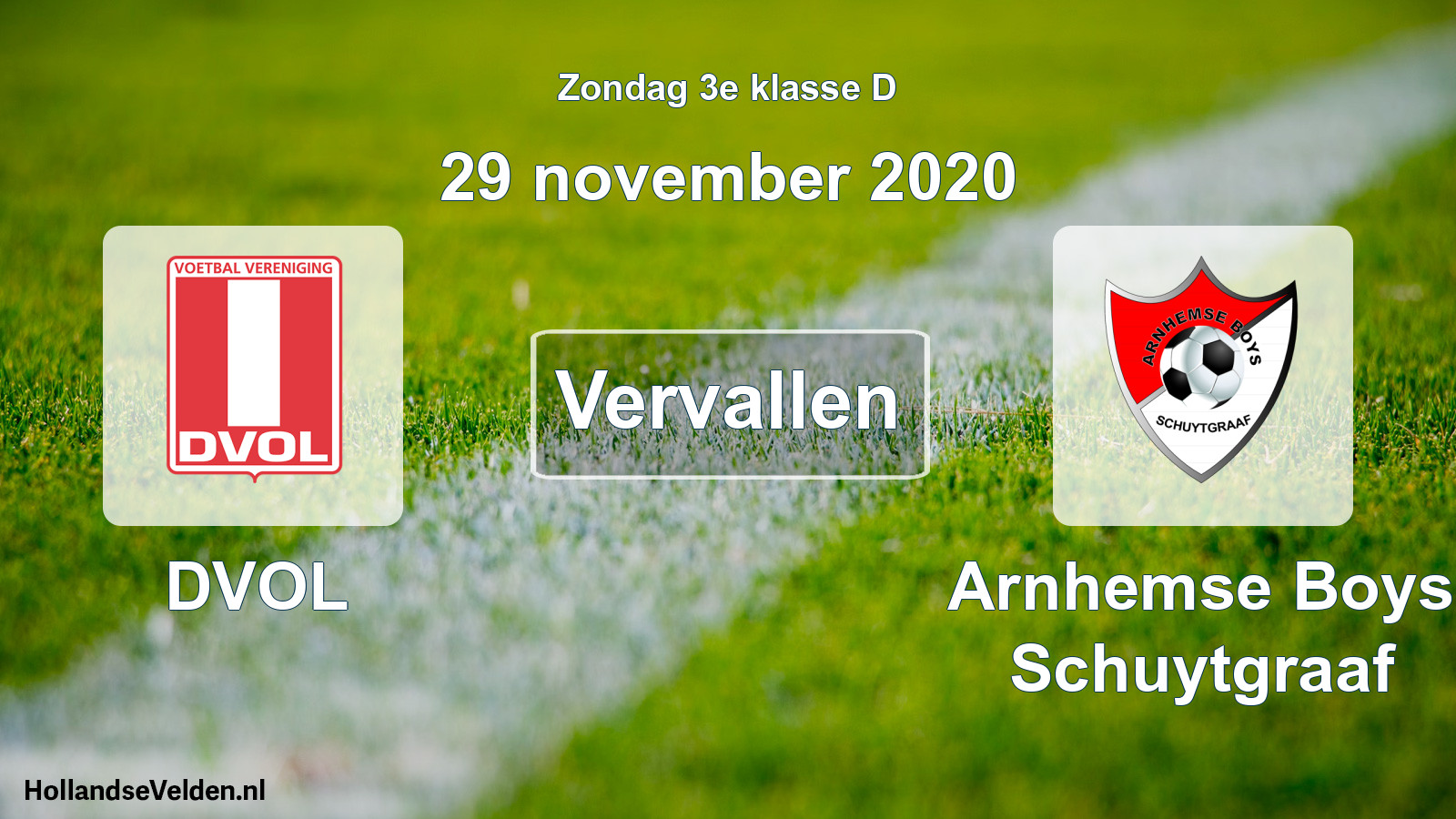 Scheduled Match: DVOL - Arnhemse Boys Schuytgraaf (29 November 2020)