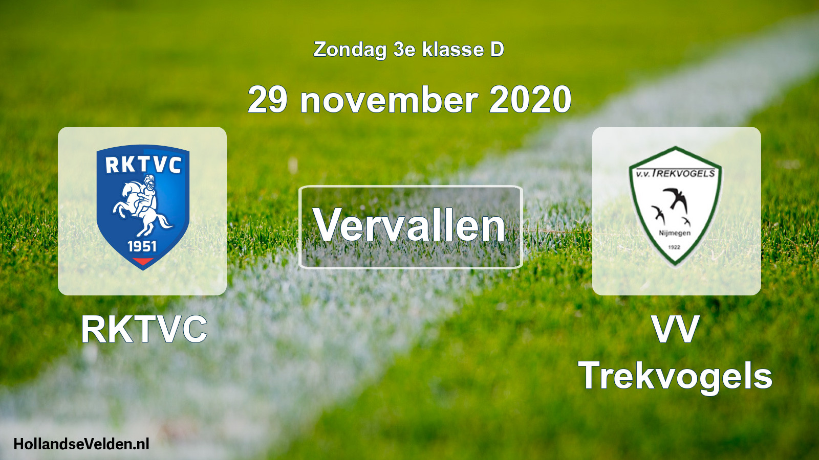 Scheduled Match: RKTVC - VV Trekvogels (29 November 2020)